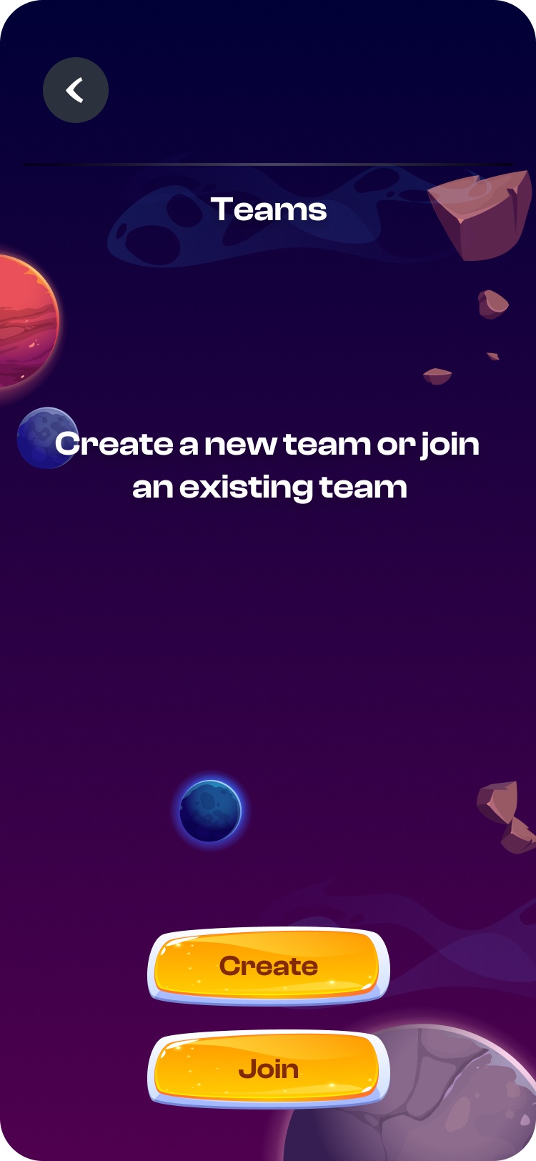 Teams - create a new team or join an existing one